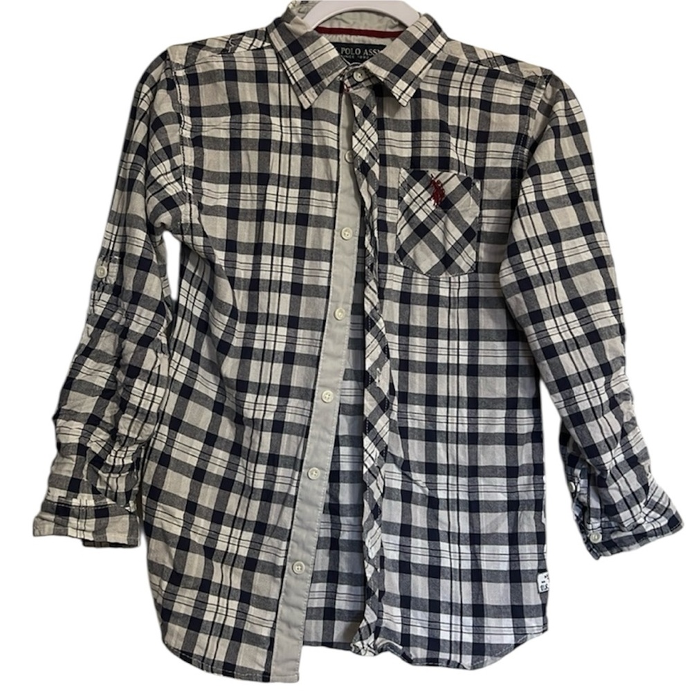 US Polo Assn Boys Plaid Button Down Size 10/12